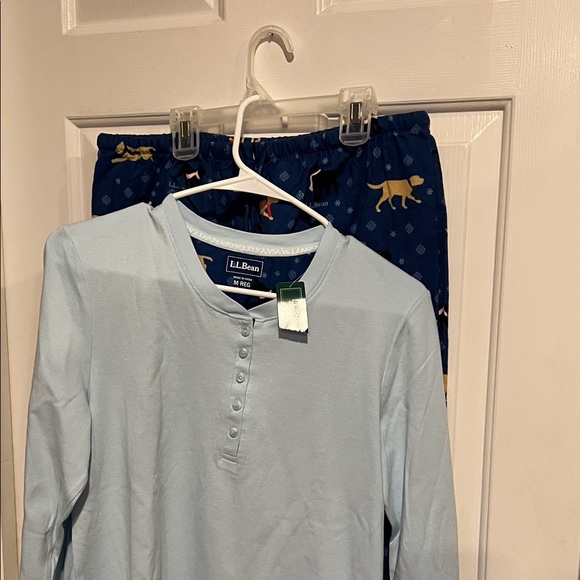 L.L. Bean Light Blue and Navy Pajama Set - Picture 1 of 10